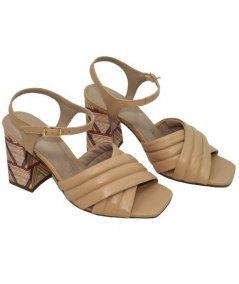 SANDALO PELLE BEIGE INCROCIATO