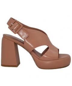 SANDALO IN PELLE NUDE CON PLATO`