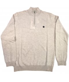 MAGLIA MEZZA ZIP LANA PANNA