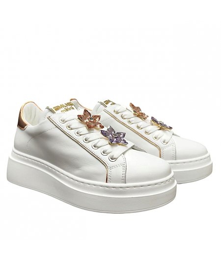 Sneaker In Pelle Con Fiori Meline Sneakers Donna 607