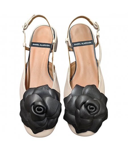 Angel Alarcon Florence Slingback in pelle con fiore