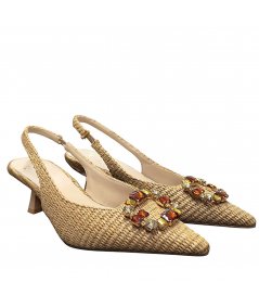 SLINGBACK IN RAFFIA